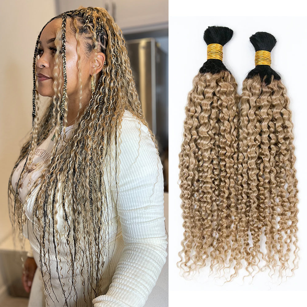 Ombre T1B/27 Deep Curly Bulk Human Hair For Braiding
