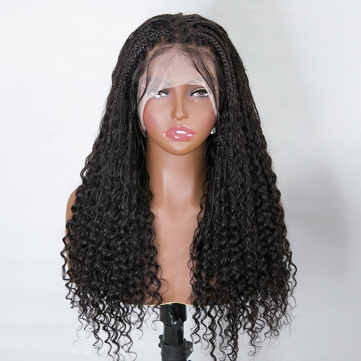 Transparent Lace Wig Human Hair Square Braided Wig With Baby Hair