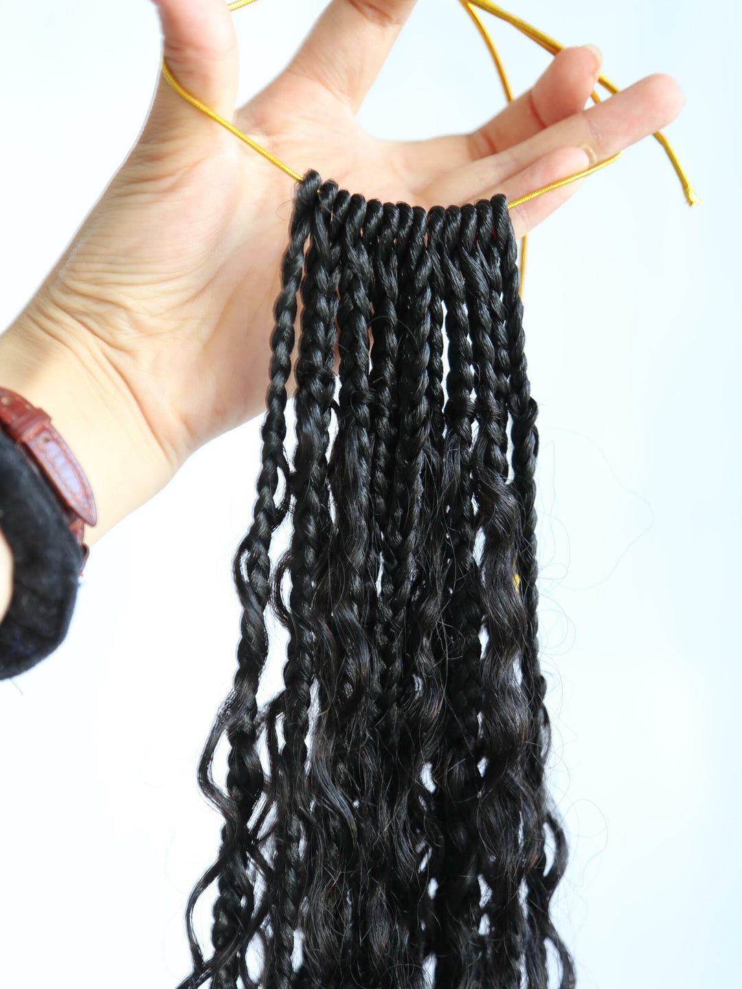 Pre-Looped Crochet Boho Box Braids With Burmese Human Hair Curls
