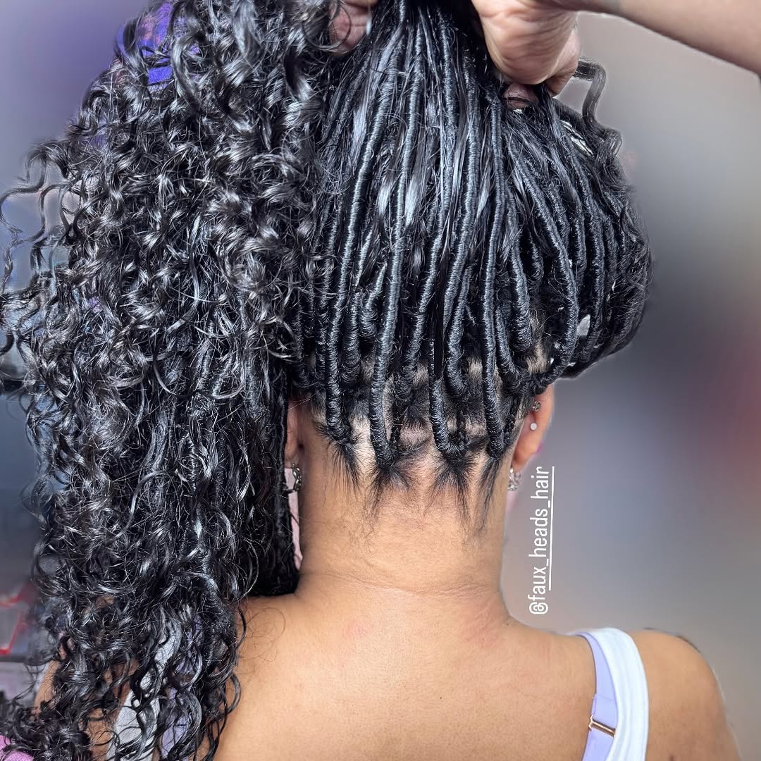 EAYON Save-Time Boho Faux Locs Crochet With Human Hair Ends