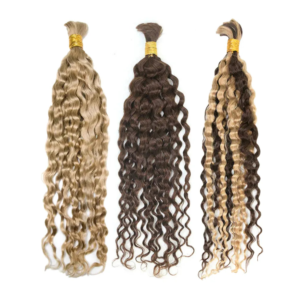 Wholesale-Colored Water Wave Bulk Human Braiding Hair