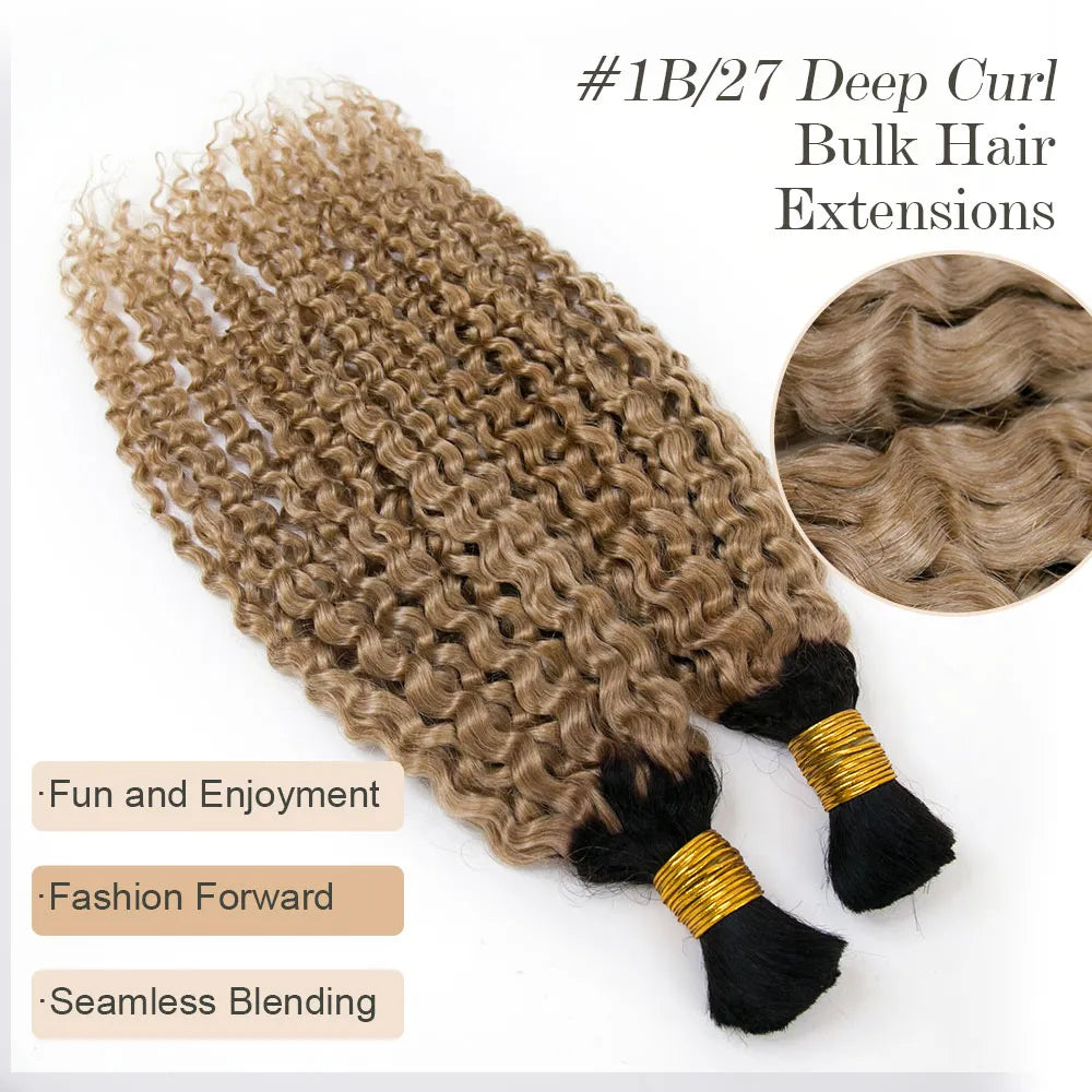 Ombre T1B/27 Deep Curly Bulk Human Hair For Braiding