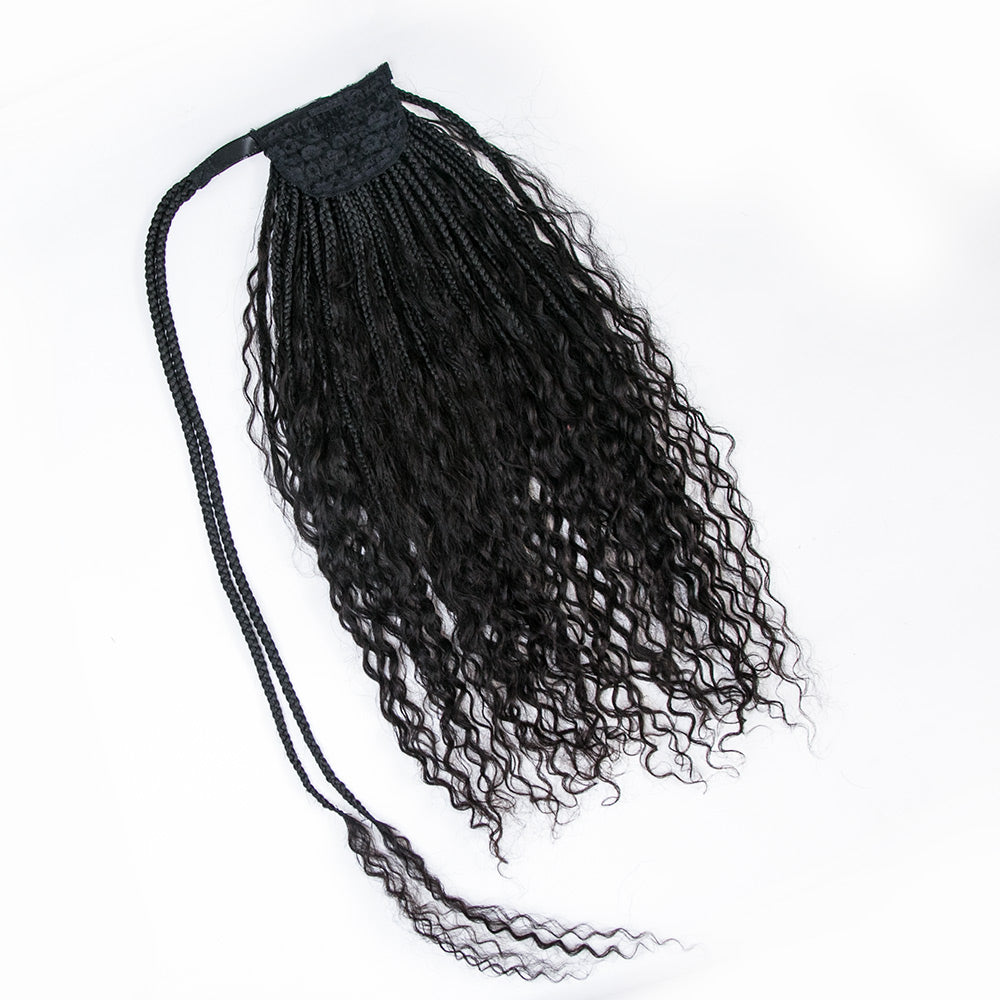 boho braids ponytail with human hair curls
