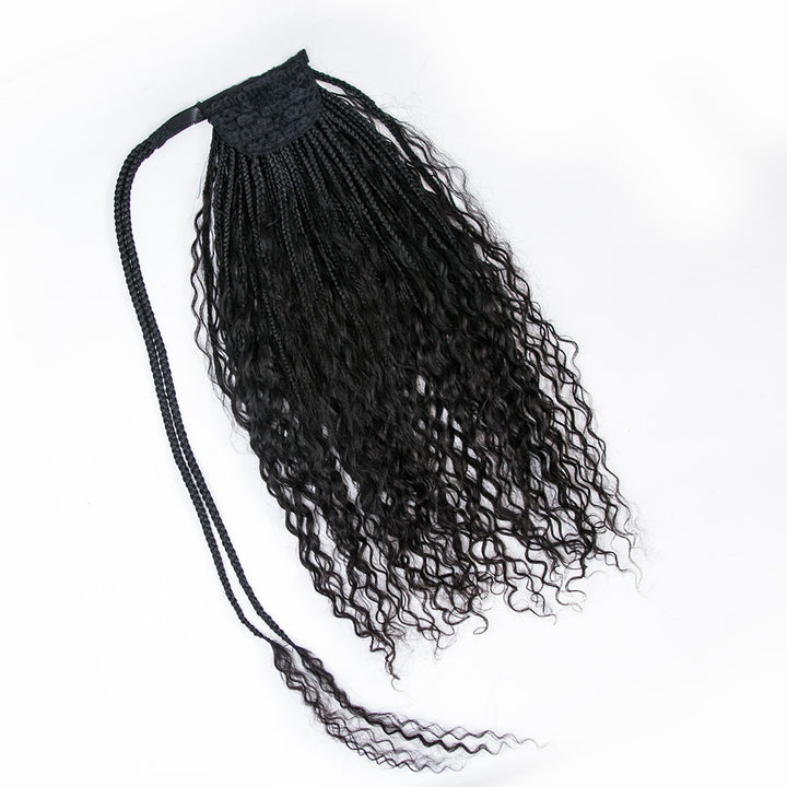 boho braids ponytail with human hair curls