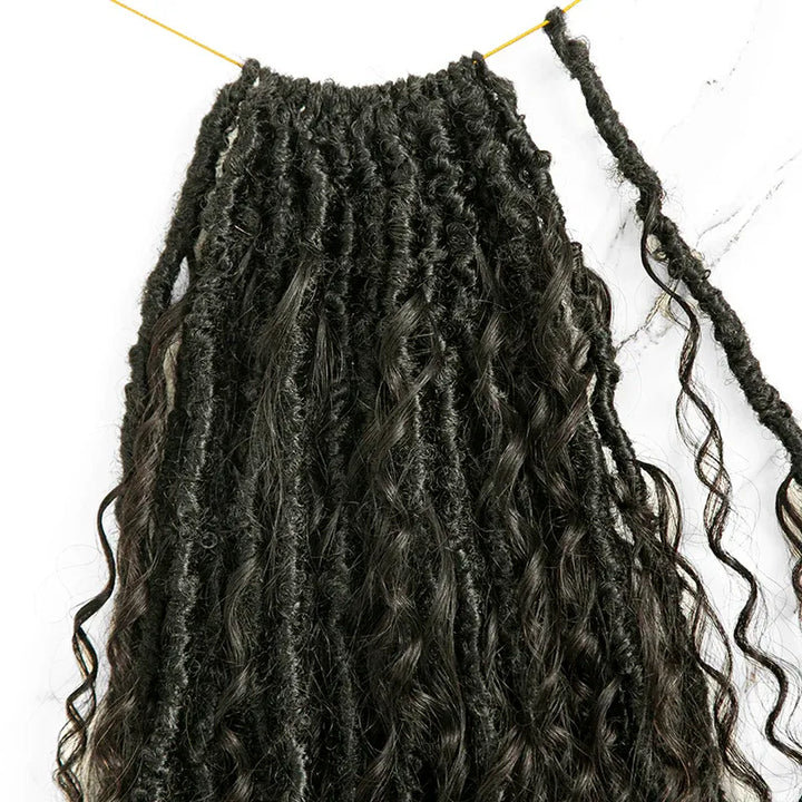 EAYON Save-Time Boho Faux Locs Crochet With Human Hair Ends