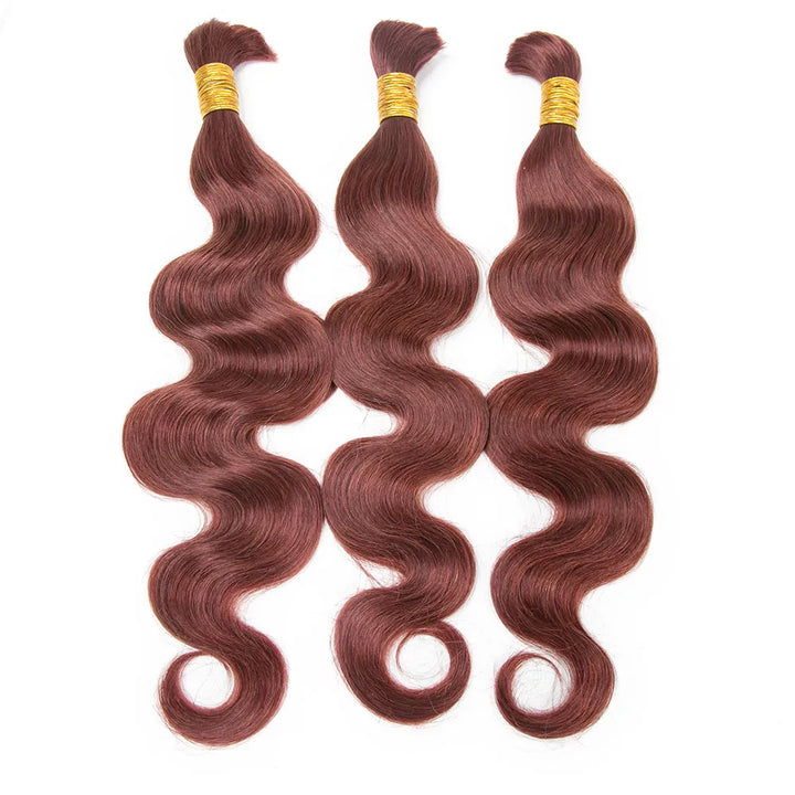 #33 Dark Auburn Bulk Human Braiding Hair Body Wave