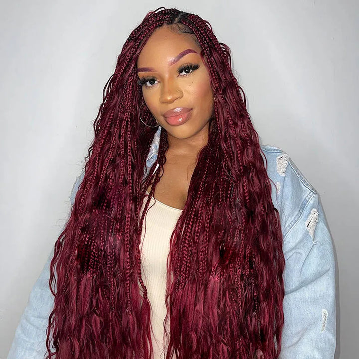 burgundy braiding human hair