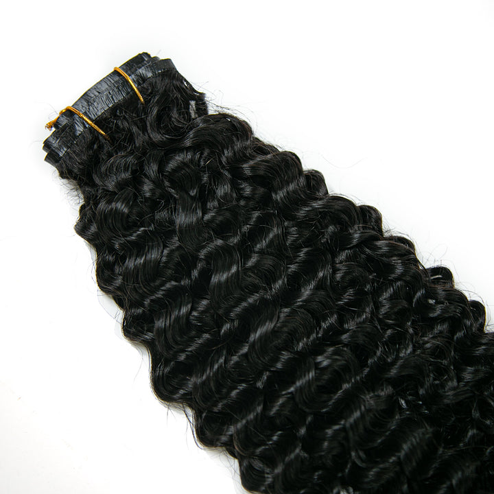 Seamless Clip-In Hair Extensions Water Wave Brazilian Human Hair
