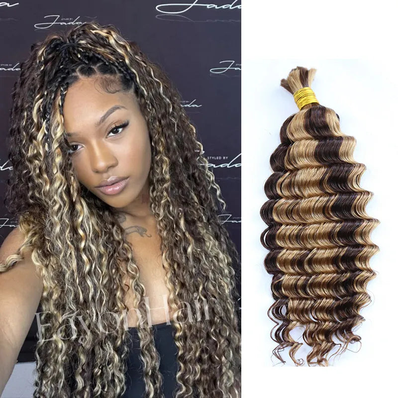 Bulk Human Hair For Braiding #D4/27 Deep Wave