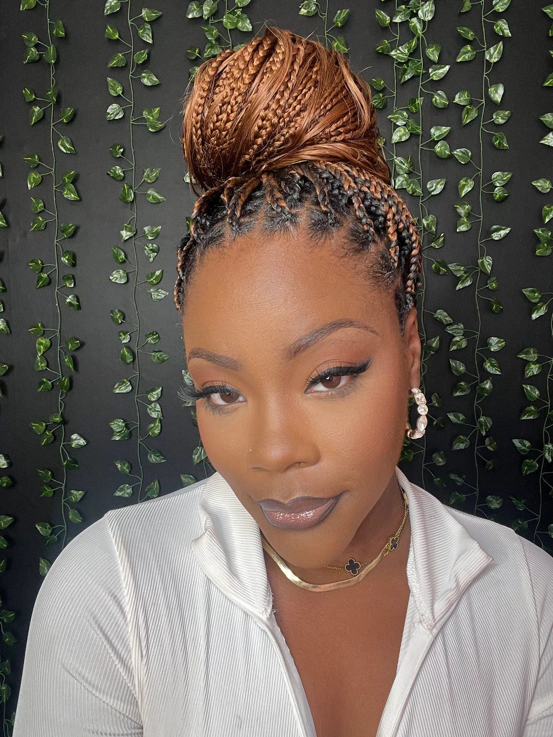 Boho knotless braids with bun