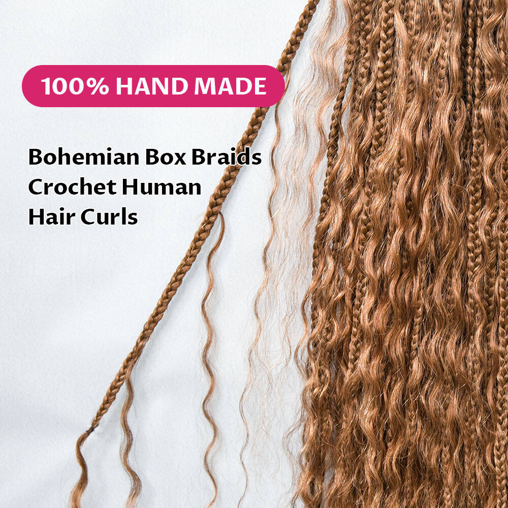 EAYON #30 Honey Brown Crochet Boho Box Braids 14"-24"