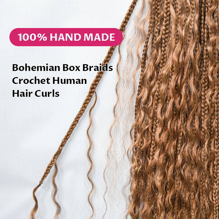 EAYON #30 Honey Brown Crochet Boho Box Braids 14"-24"