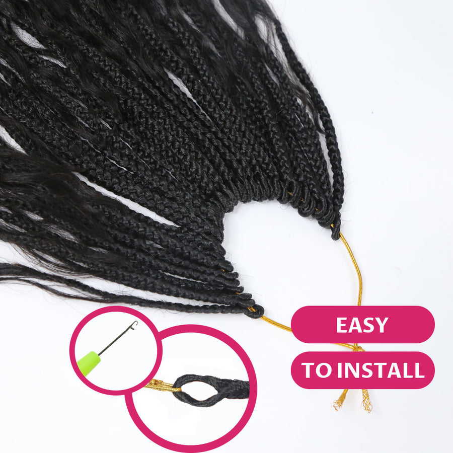 Pre Looped Crochet Boho Box Braids With Human Hair Curls Eayonhair