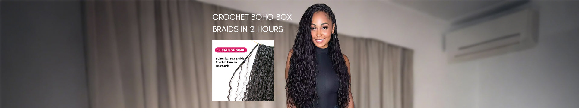 crochet boho box braids with human hair curls