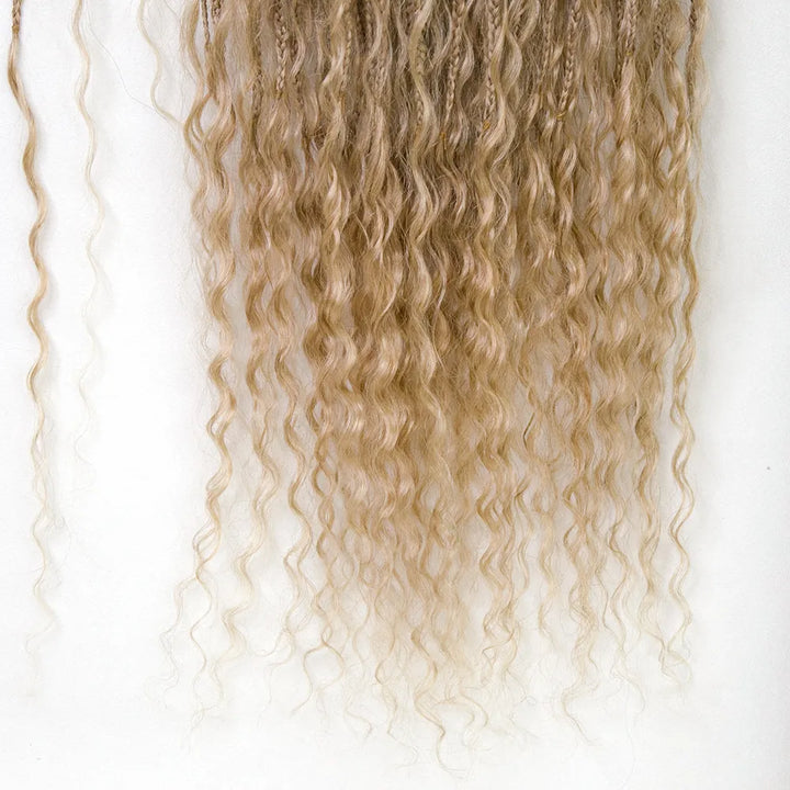 #S1B27/H27  Crochet Boho Box Braids With Human Hair Curls 24 Inch