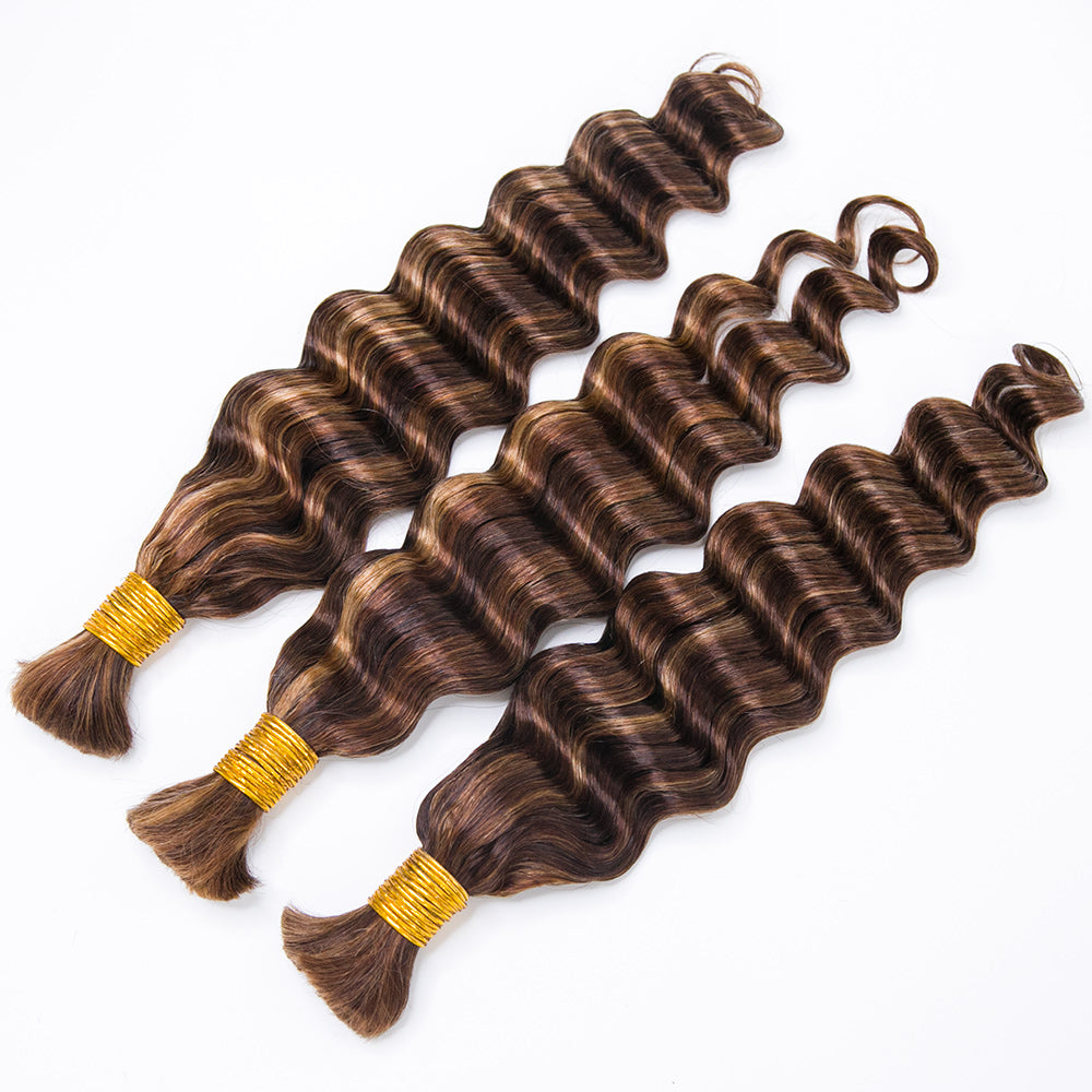Natural deep wave pattern human braiding hair