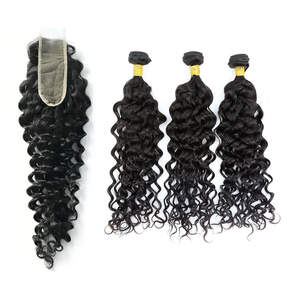 Bundles With 2x6 HD Lace Closure Deep Curly Human Hair