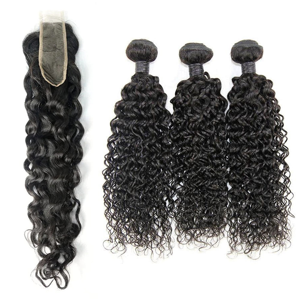 Bundles With 2x6 HD Lace Closure Water Wave Human Hair