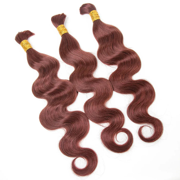 #33 Dark Auburn Bulk Human Braiding Hair Body Wave