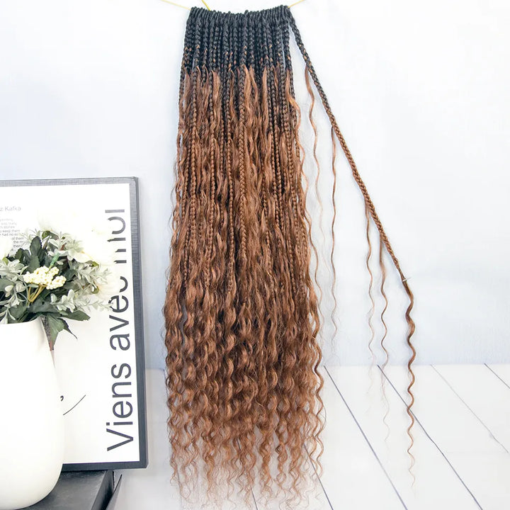preolooped boho knotless braids with human hai