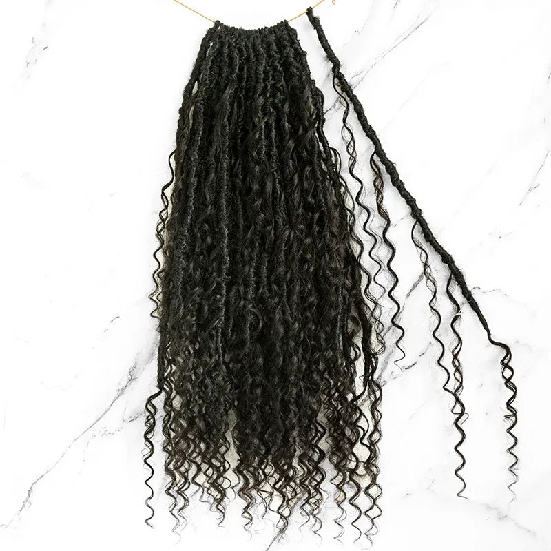 EAYON Save-Time Boho Faux Locs Crochet With Human Hair Ends