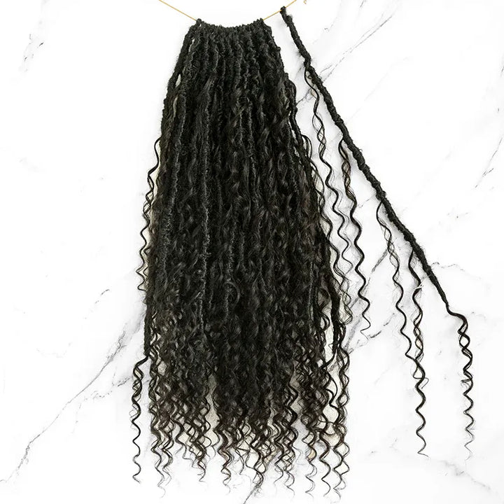 EAYON Save-Time Boho Faux Locs Crochet With Human Hair Ends