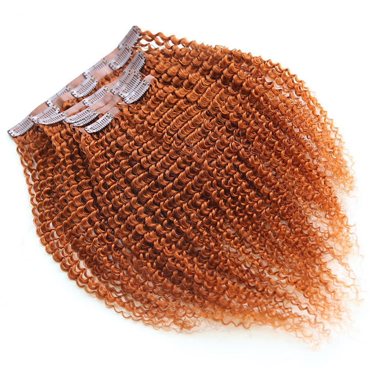 ginger color clip in human hair extensions kinky curly