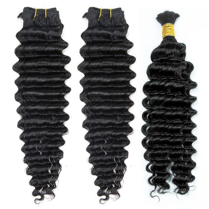 Half Boho Braids Half Sew-In Deep Wave Natural Color
