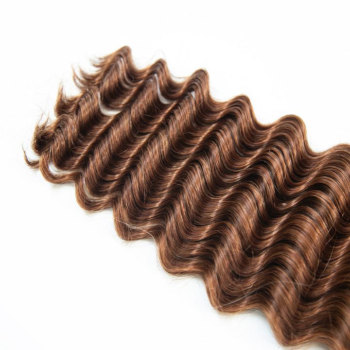 #30 Brown Deep Wave Double Drawn Human Hair For Braiding