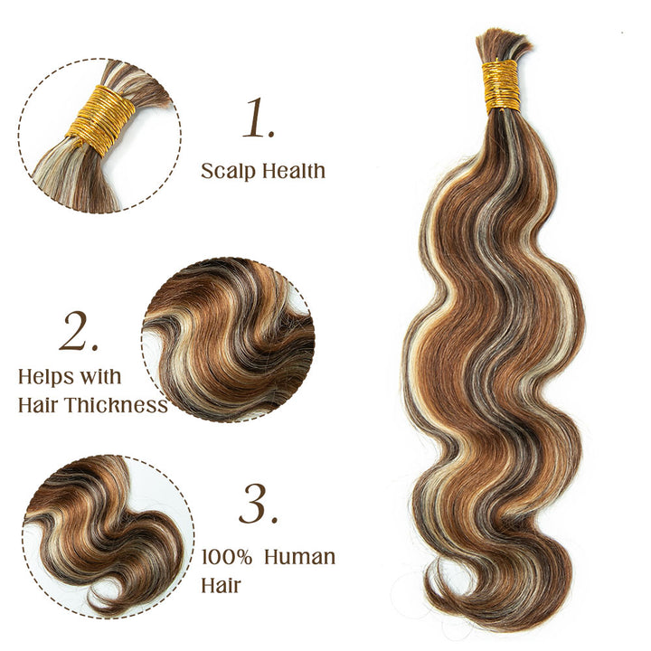 piano color bulk human hair extensions body wave