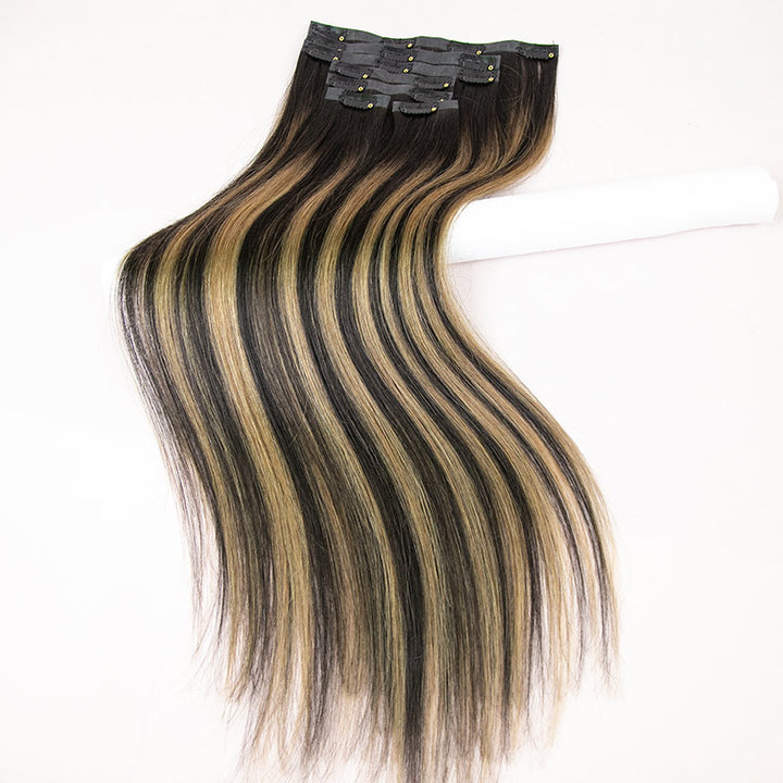piano color seamless clip in hair extensions