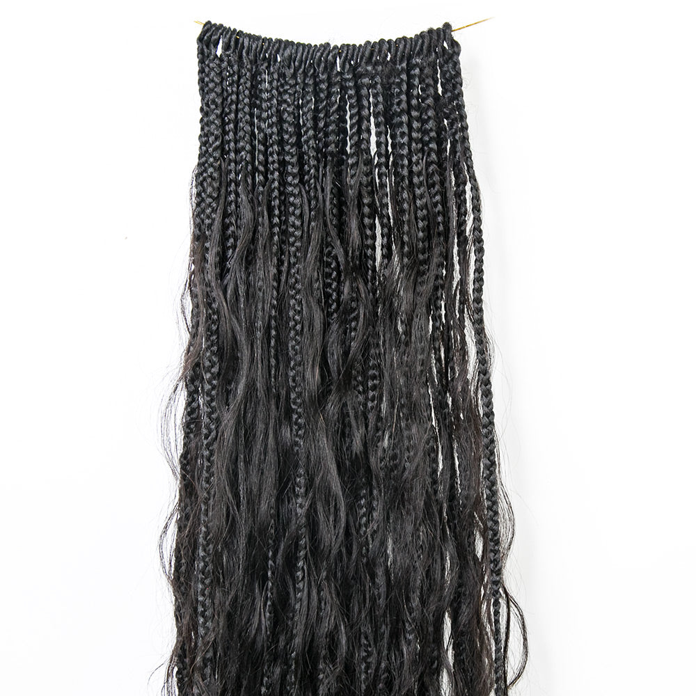 pre-looped mermaid braids with loose wave curls