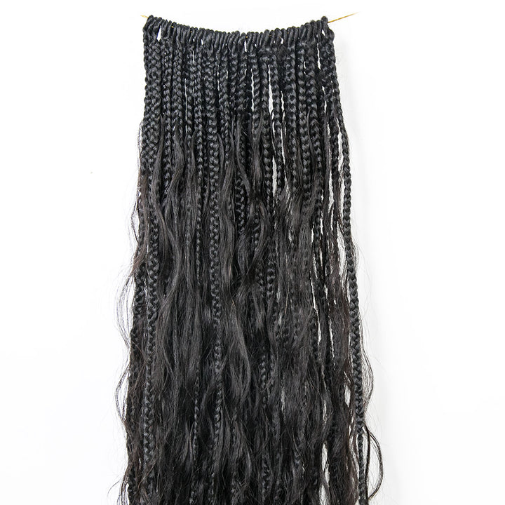 pre-looped mermaid braids with loose wave curls