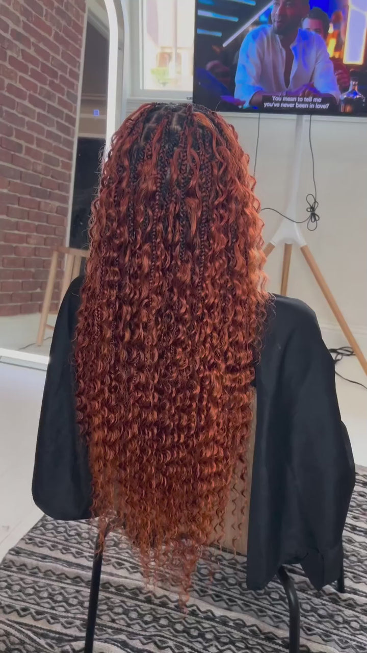 knotless goddess braids with color