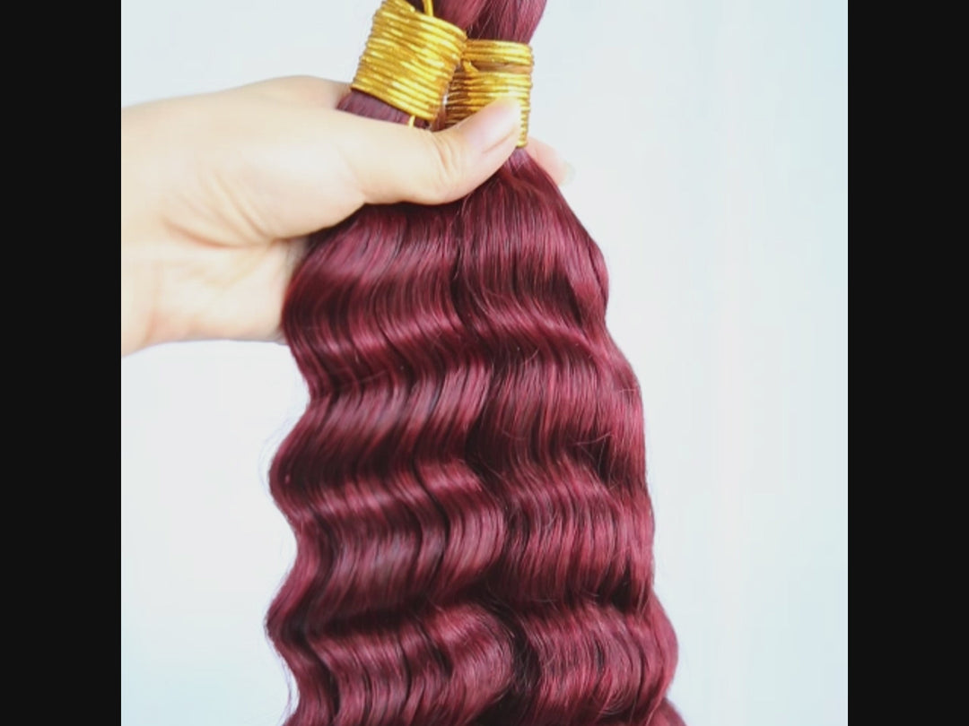 Burgundy Deep Wave Human Hair Bulk