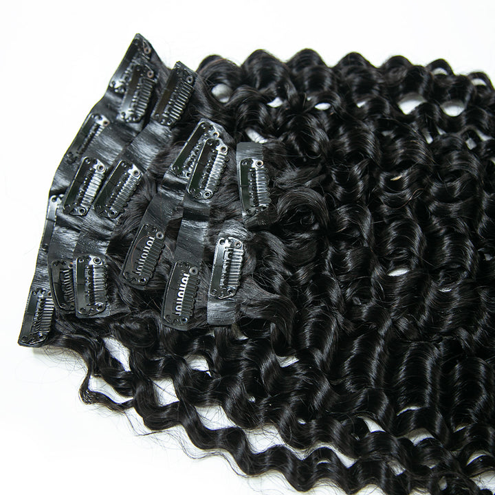 Seamless Clip-In Hair Extensions Water Wave Brazilian Human Hair