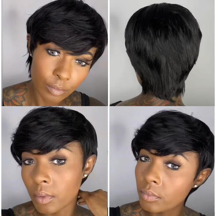 Glueless Pixie Cut Medical Elastic Cotton Inside Human Hair