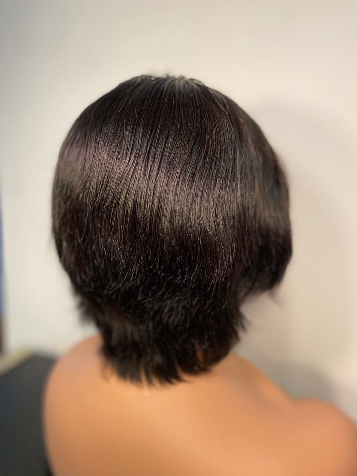 PRE-STYLED PIXIE CUT LAYERED STRAIGHT BOB 13X4 T PART LACE FRONT WIG PCST