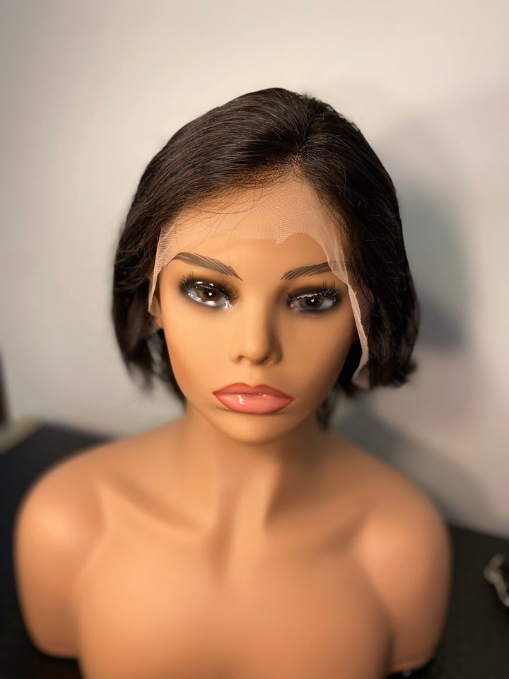 PRE-STYLED PIXIE CUT LAYERED STRAIGHT BOB 13X4 T PART LACE FRONT WIG PCST
