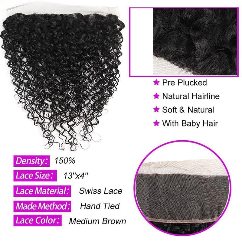 13x4 Lace Frontal Tight Water Wave Human Hair