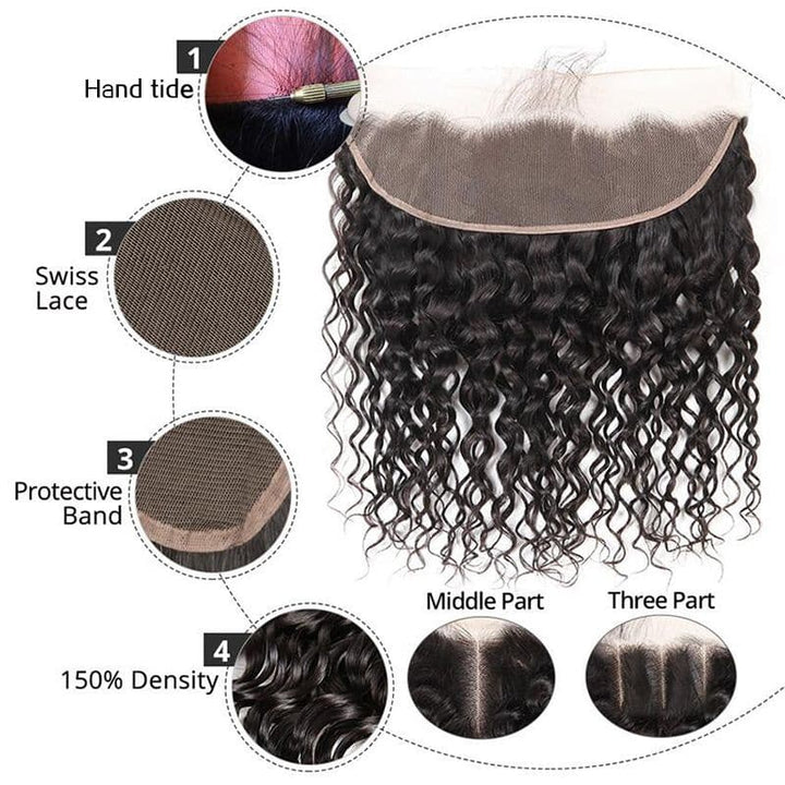 13x4 Lace Frontal Water Wave Human Hair