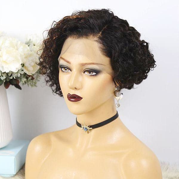 Highlight Brown Pixie Cut Curly BOB Lace Wig PXXB02