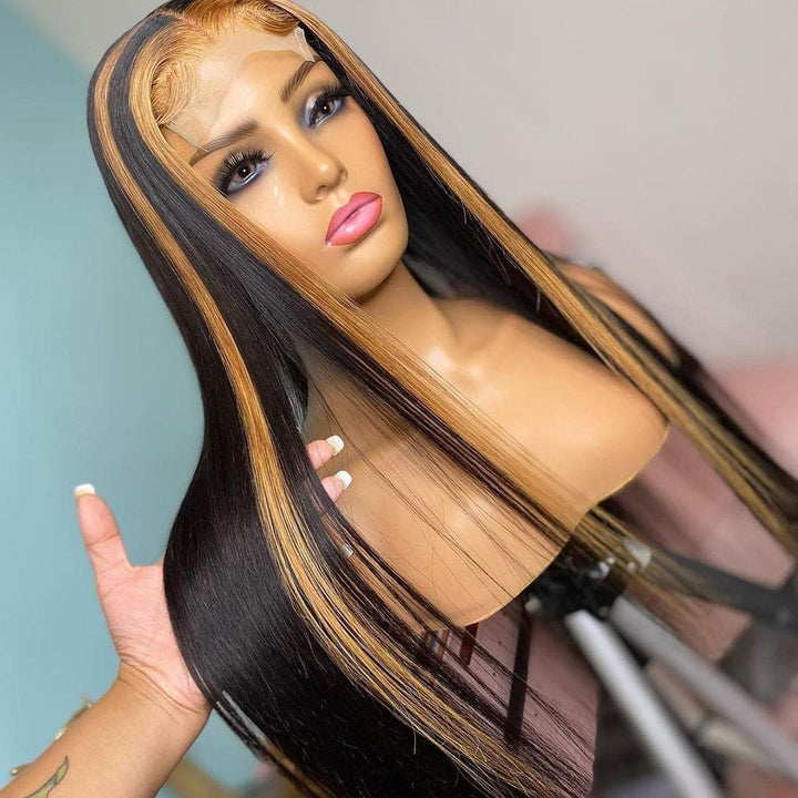 Transparent Lace #27 Highlighted Colored Straight Lace Front Wig  BBWH27
