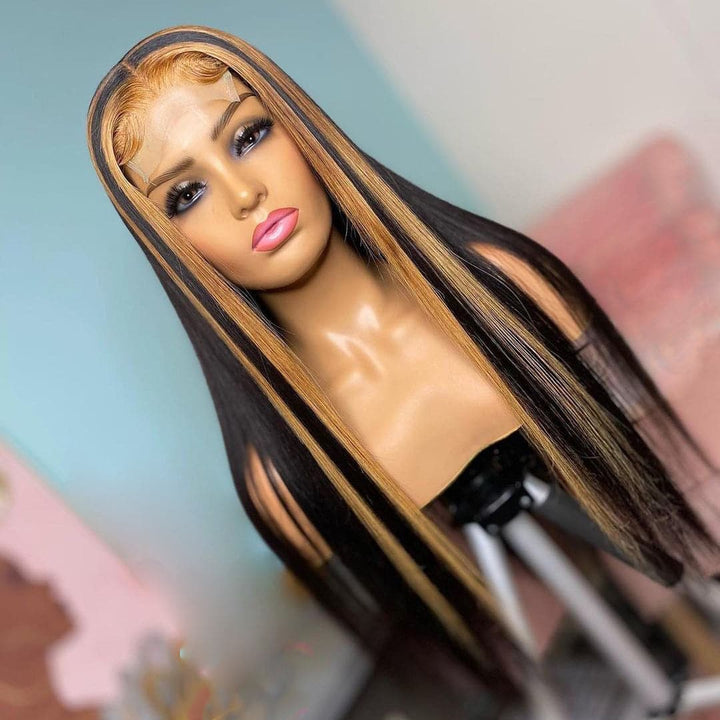 Transparent Lace #27 Highlighted Colored Straight Lace Front Wig  BBWH27