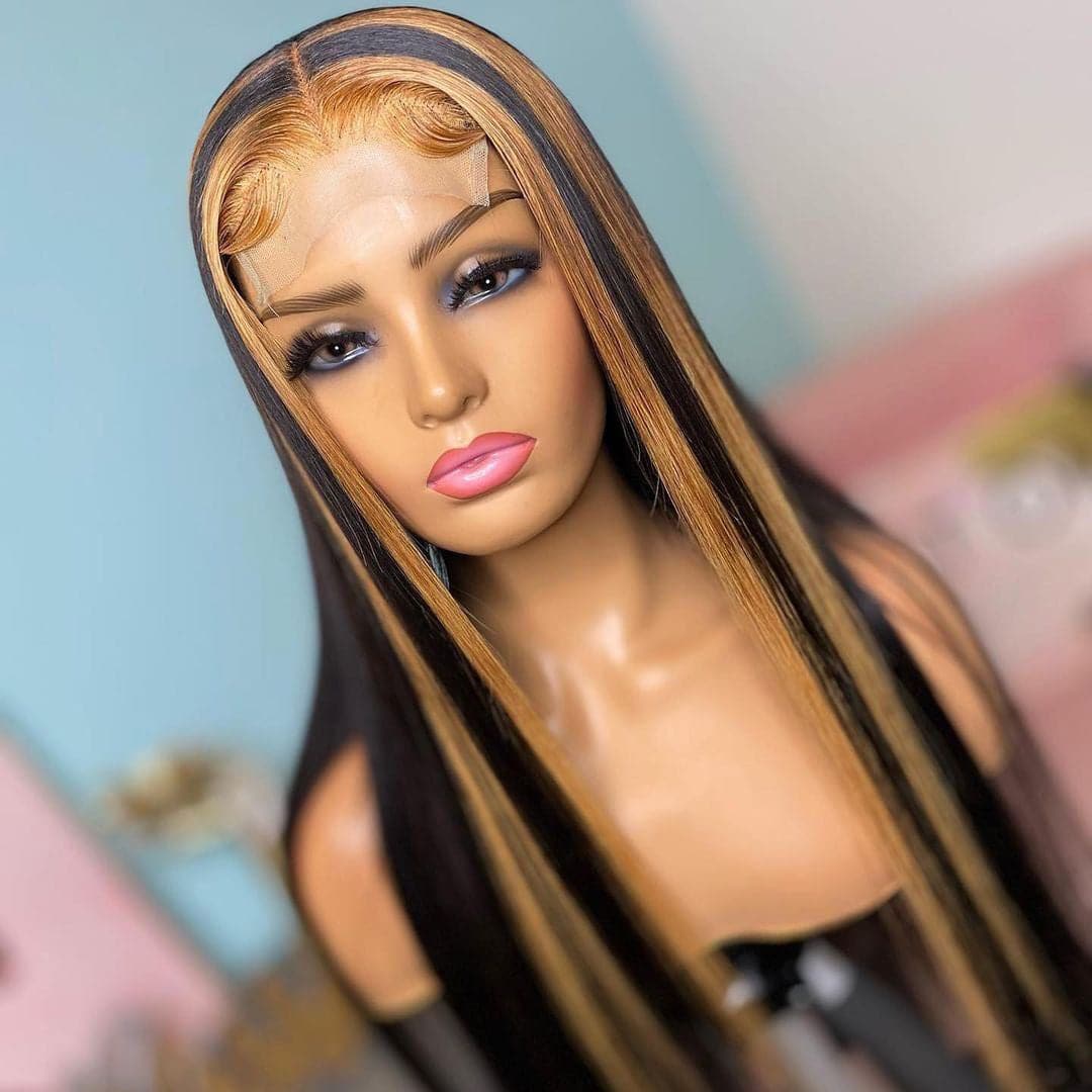 Transparent Lace #27 Highlighted Colored Straight Lace Front Wig  BBWH27