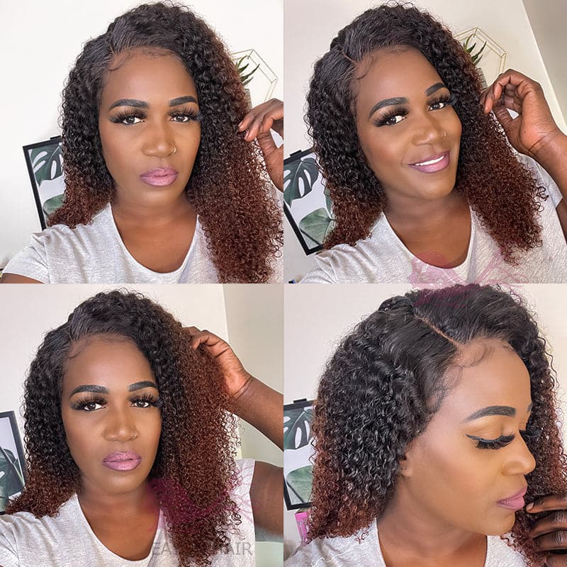 Ombre #1B/30 Pre Plucked Afro Kinky Curly 13x6 Lace Front Wig