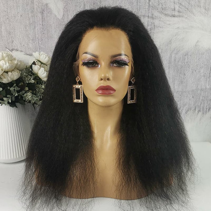 Undetectable Clear Lace Melt Skin Kinky Straight 13x6 Lace Front Wig HDKS1