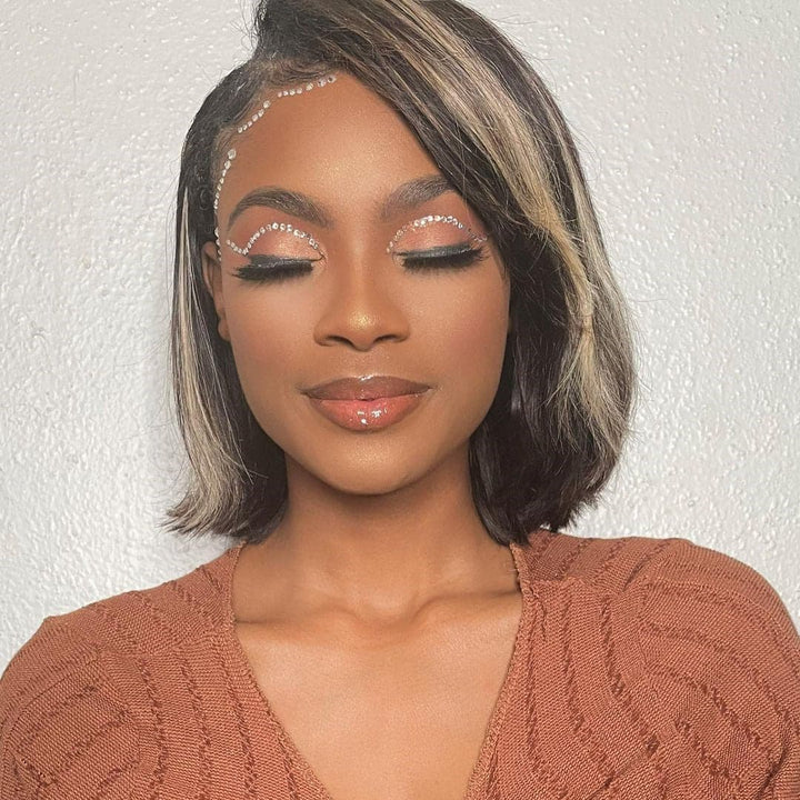 Pre Plucked Highlighted #1B/27 Silky Straight Lace Front BOB Wig AOBTC01