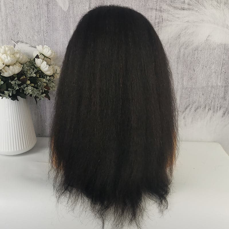 Undetectable Clear Lace Melt Skin Kinky Straight 13x6 Lace Front Wig HDKS1