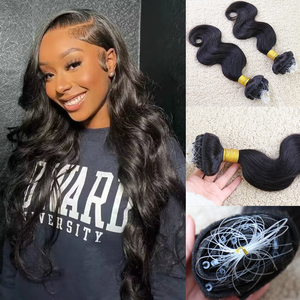 Pre-looped weft microlinks Body Wave Hair Extension